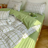 Shopmocho Pink Duvet Cover Set Classic Plaid Twin Queen Size Girls Boys Flat Sheet Pillowcase No Filler Soft Home Decor Bedding Set