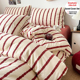 SHOPMOCHO Striped Printed Microfiber Duvet Cover Set Bedding Set, Breathable Lightweight Soft, Fade-Resistant Hypoallergenic Washable