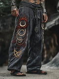 Shopmocho Men's retro Viking Celtic art knot 3D printed casual pants drawstring straight leg pants summer beach pants