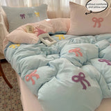 SHOPMOCHO 3 Piece Sheet Set Chut bowknot embroidery duvet cover Set ， comfortable Bedding Set Bedspread for All Season