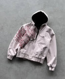 Shopmocho American Retro Rock Gothic Graphic Fur Collar Loose Zipper Sweatshirt Men's Y2K New Harajuku Punk Casual Joker Hoodie Streetwear
