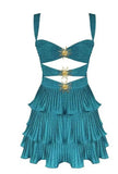 Shopmocho hirigin Women Sequin Starfish Mini Dress Spaghetti Strap Cut Out Layered Ruffle Dress Sparkly Y2k Short Cami Dress Party