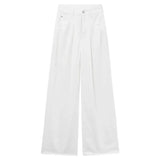 SHOPMOCHO-High Waist Wide Leg Jeans Loose Female Style White Denim Pants Straight Floor-Length Design for plus Size Women