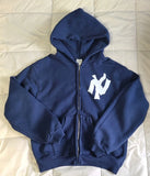 SHOPMOCHO Y2K Harajuku Blue Fashion Letter Pattern Printed Hooded Sweatshirt Men And Women Trend Hip-Hop Casual Loose Zipper Sweatshirt