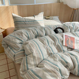 SHOPMOCHO 1pc Korean Cotton Pink Stripes Duvet Cover 150x200 Size Girl's Room housse de couette Skin friendly Breathable Comforter Sets