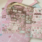 Shopmocho 4pcs/set Korean Ins Cute Musical Note Strawberry Sticker Girls Journal Handbook DIY Scrapbooking Kawaii Decoration Sticker Gift