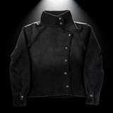 SHOPMOCHO Y2K Harajuku Retro Functional Style Slant Collar Jacket Men Women Gothic Stand Collar Easy Jacket Street Fashion Black Jacket