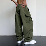 Shopmocho Men's Casual Cargo Pants Fashion Streetwear Classic Man Straight Wide-leg Pants Drawstring Workwear Trendy Loose Cargo Trousers