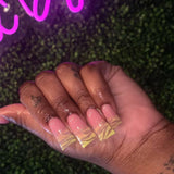 Shopmocho 24pcs Duckbill Shaped Fake Nails Gold Butterfly Rhinestone Design False Nail Tips Wearable Full Cover French Press on Nails