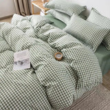 Shopmocho Pink Duvet Cover Set Classic Plaid Twin Queen Size Girls Boys Flat Sheet Pillowcase No Filler Soft Home Decor Bedding Set