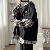 Shopmocho Two-piece Illusion Sweatshirt Men's Korean Style Loose Fit Idle Style Pullover Top Autumn New Casual Trendy Hooded Jacket