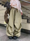 SHOPMOCHO American Baggy Parachute Pants Women Summer High Waist Oversized Cargo Trousers Y2K Loose Streetwear Folds All Match Pants Mujer