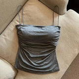SHOPMOCHO Y2K Sexy Tank Tops Women Spaghetti Strap Crop Top With Bra Bodycon Sleeveless Cami Tube Top Basic Camisole Tees Korean Clothes
