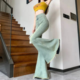 Shopmocho Lucyever Aesthetic Hot Skinny Flare Jeans Women Vintage Slim Fit High Waist Denim Pants Woman Y2K Streetwear Wide Leg Trousers