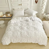 SHOPMOCHO High Quality Three-dimensional Twist Flowers Bedding Set Queen Pinch Pleated Crafts Duvet Cover Set Double Blanket Cover Sets