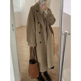Shopmocho Women's Woolen Coat Hot Sale Of The Season Mid-Length Autumn Winter Thickened Loose Fit Hepburn Style Small Size Elegant Outerwe