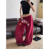 SHOPMOCHO Women's Baggy Y2k Sports Pants Harajuku Streetwear Red Sweatpants Oversize Dance Pants 2000s Vintage Trousers Autumn Winter 2025