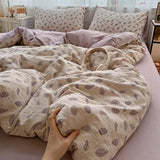 Shopmocho 2025 new class A high gram weight linen raw hemp four-piece set jacquard quilt cover bed sheet student dormitory three-piece set
