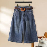 SHOPMOCHO Capris Jeans Loose Women's Shorts Baggy Summer Clothes Korean Dongdaemun 2025 Woman Clothing Blue Big Size Hanbok Pants Short
