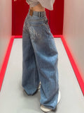 SHOPMOCHO Gradient Spring 2025 Blue Jeans Women Y2K Vintage High Waisted Jeans Straight Streetwear Loose Large Wide Leg Denim Pants