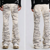 SHOPMOCHO American Retro Clothing Angel Print High-waisted Jeans Men Y2K High Street Trend Washed Oversized Floor-length Pants Women