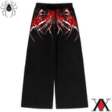 SHOPMOCHO Anime Cloud Print Wide Leg Pants Men Women Streetwear Harajuku Loose Trousers with Wing Pattern Elastic Waist Casual Bottoms