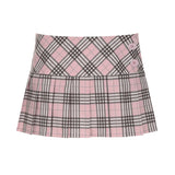 Shopmocho Cuteandpsycho Preppy Style Chic Plaid Skirts Harajuku Buttons Cute Korean Pleated Bottoms for Women Fashion Kawaii Mini Skirts