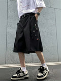 SHOPMOCHO Streetwear Wide leg Shorts Men Black Dress Pants Casual Man Oversized Lightweight Breathable Hip Hop Blazer Shorts Summer