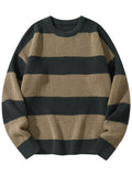 SHOPMOCHO New Loose Bottoming Sweater Casual Versatile Striped Pullover Men's Round Neck Sweater