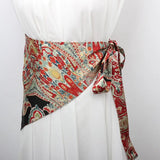 Shopmocho Chinese Style Ethnic Triangular Waistband Embroidered Printing Tassel Floral Triangular Belt Jeans Decor Clothing Accessories