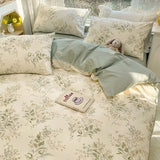 SHOPMOCHO Green Floral Bedding Set Ins Fashion Twin Full Queen Size Duvet Cover No Filler Flat Sheet Pillowcase Girl Home Totel Bed Linens