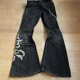 SHOPMOCHO New High Waist Harajuku Loose Embroidered Women Jeans with Rock Punk Style Y2K Micro La Retro Wide Leg Pants