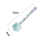 Shopmocho Ceramics Long Handled Spoon New Instagram Style Household Stirring Spoon Hand Painted Flower Shaped Coffee Spoon