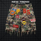 SHOPMOCHO Y2K Camo Shorts Rough Edge Tassel Camouflage Pattern Sweatshorts New Summer American High Street Streetwear Unisex Baggy Shorts