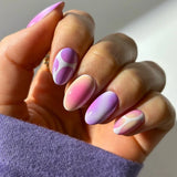 Shopmocho Pink Yellow Halo Dyeing Flower Water Ripple Summer False Nails Leopard Long Pointed Fake Nails Art Press on Nails Charm Manicure