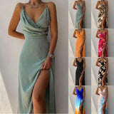 Shopmocho Women Print Dress Camisole V Neck Sleeveless A Line Long Dresses Spaghetti Strap Sexy Evening Skirt Prom Summer 2025 Vestidos
