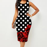 Shopmocho Spring and Summer New Fashion Women's Sleeveless Wrapped Hip Print Dress Women's Clothing