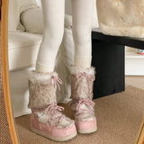 SHOPMOCHO Platform Snow Boots Women's Fall/Winter 2025 New Thickened Non-slip Fur Spliced Cotton Shoes