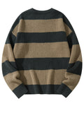 SHOPMOCHO New Loose Bottoming Sweater Casual Versatile Striped Pullover Men's Round Neck Sweater
