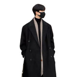 SHOPMOCHO Winter Men Trench Black Thick Woolen Trench Coats Korean Style High Quality Male Casual Trenchcoat Men's Streetwear Windbreaker