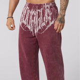 SHOPMOCHO American Style Trend Printed Cotton Men Straight Wide Leg Pants Fitness Training Jogger Fashion Casual Sweatpants Sports Pants