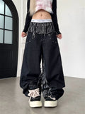 SHOPMOCHO Women's Zebra Pattern Patchwork Design Casual Pants Street Unisex Sweatpants Girl Wide Leg Bottoms Female High Waist Trousers