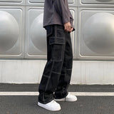 SHOPMOCHO Cargo jeans Men Wide Leg Jeans Hip Hop Casual Men's Straight Baggy Denim Pants Streetwear Skateboard Pant Neutral Trousers