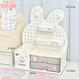 SHOPMOCHO Desktop Hole Board Storage Box Desk Organizer Girls Cute Pen Holder Storage Stationary Rack Korean Kawaii Bunny Cosmetic Shelf