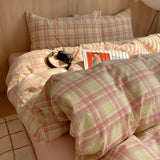 SHOPMOCHO 1pc Korean Cotton Pink Stripes Duvet Cover 150x200 Size Girl's Room housse de couette Skin friendly Breathable Comforter Sets
