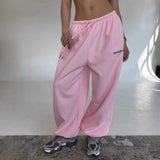 SHOPMOCHO Y2K American Black Retro Hip-Hop Oversized Woman Fashion Casual Sweatpants Loose Jogging Pants High Waist Wide-Leg Streetwear