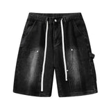 SHOPMOCHO Summer Men's Shorts American Retro Street Hip-hop Y2K Loose Denim Shorts Fashion Casual Splicing Overalls Five-quarter Pants