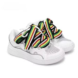 SHOPMOCHO Black White Mixed Colors Couple Casual Sneakers Novelly Reflective Thick Sole Lace-Up Walking Shoes Breathable Women Men Shoes