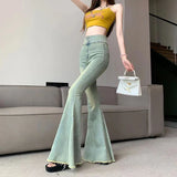 Shopmocho Lucyever Aesthetic Hot Skinny Flare Jeans Women Vintage Slim Fit High Waist Denim Pants Woman Y2K Streetwear Wide Leg Trousers