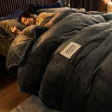 SHOPMOCHO Winter Plush Couple Bed Duvet Cover Bedspreads For Single Double Queen King Bed Velvect Warm Soft Nordic Couple Bed Quilt Cover